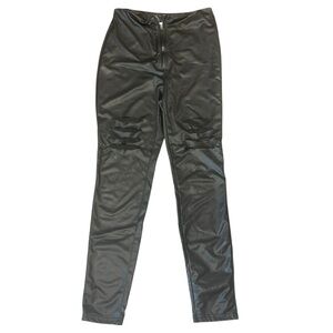 Distressed Faux Leather Pants Black Ripped Skinny Leggings‎ Moto Style
